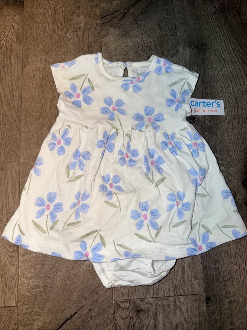 Carter's White Dress with Blue and Pink Floral Print